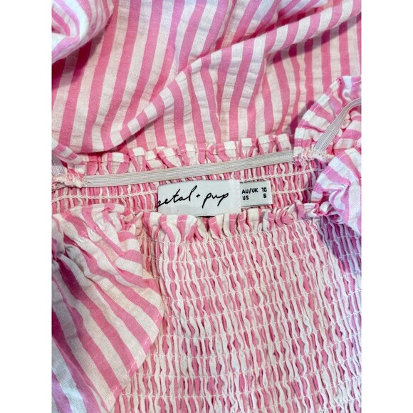 Petal Pup Dress Pink Daniela Striped Midi Smocked Seersucker Fit Flare Size 6 - Picture 4 of 11